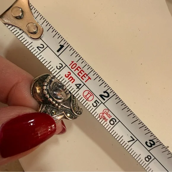 Antique Art deco 1920’s Sterling silver art Nouveau Flapper Face Ring - Picture 13 of 17